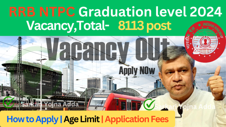 Railway RRB NTPC Graduate Level 2024 Apply Online for 8113 Post,Railway RRB NTPC Graduate Level 2024 online start.